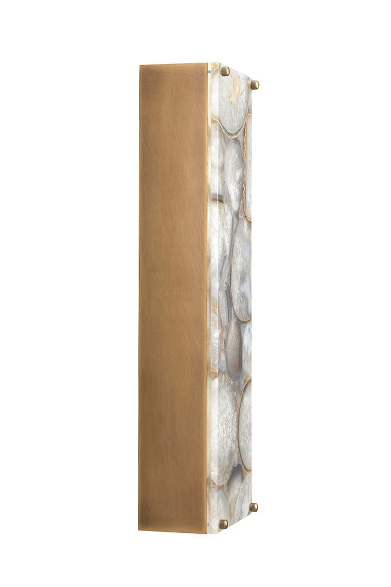 Adeline Rectangle Wall Sconce, Agate Resin and Antique Brass, Alternate, color, Lavender