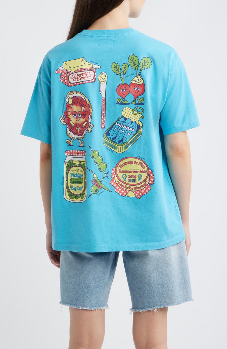 Damson Madder Snack Plate Oversize Organic Cotton Graphic T-Shirt, Alternate, color, Blue