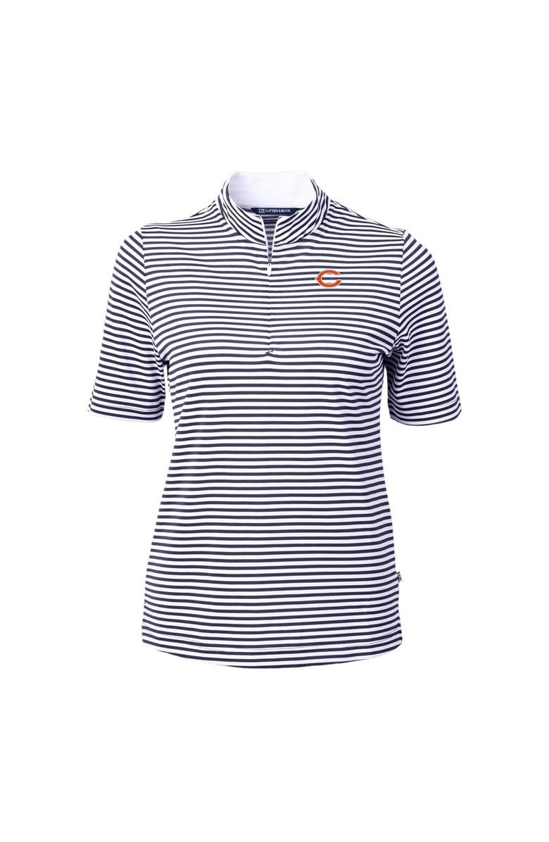 Cutter & Buck Women's Cutter & Buck  Navy Chicago Bears  DryTec Virtue Eco Pique Stripe Recycled Polo, Alternate, color, 