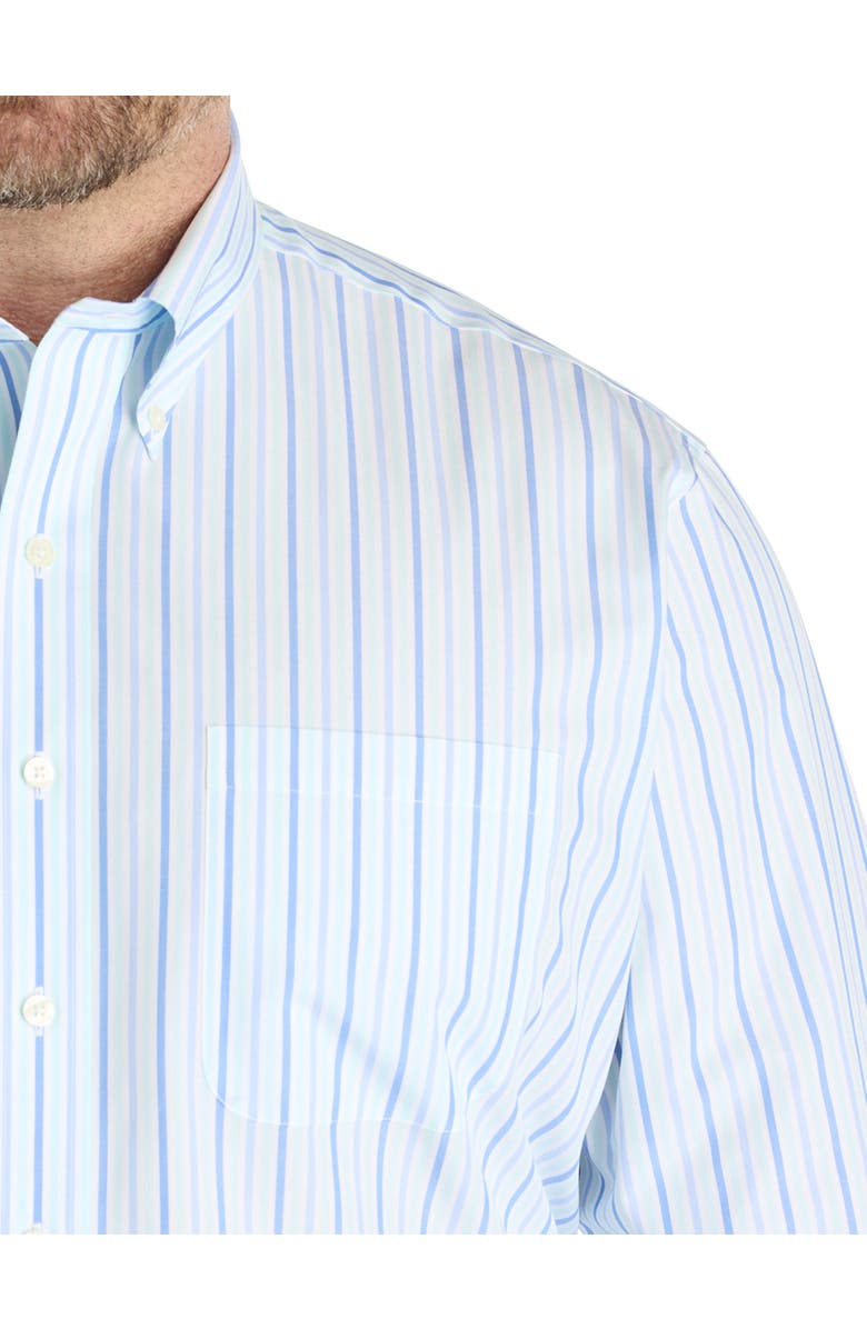 Brooks Brothers Big & Tall Non-Iron Striped Broadcloth Sport Shirt, Alternate, color, Aqua Stripe