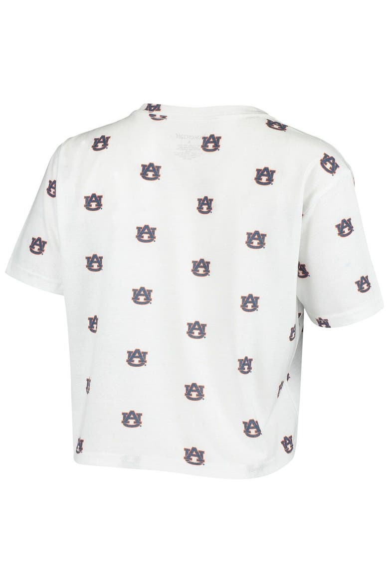 Women's White Auburn Tigers Cropped Allover Print T-Shirt, Alternate, color, White