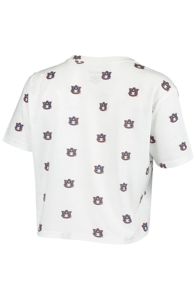 BOXERCRAFT Women's White Auburn Tigers Cropped Allover Print T-Shirt, Alternate, color, White