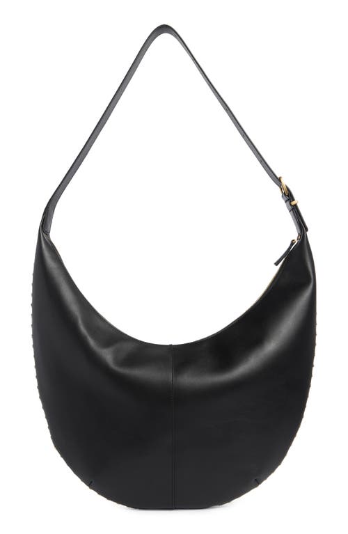 Madewell Essentials Curve Leather Shoulder Bag In Black