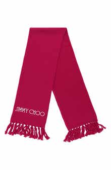 Jimmy Choo Embroidered Logo Wool Scarf