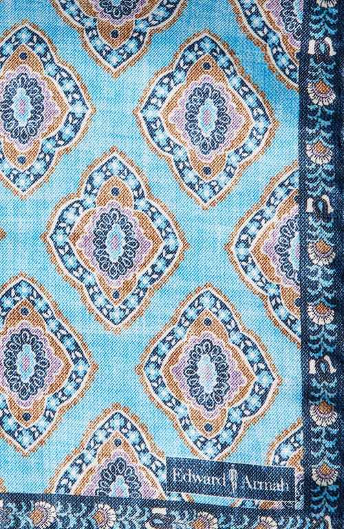 Edward Armah Diamond Medallion Silk Pocket Square In Sky