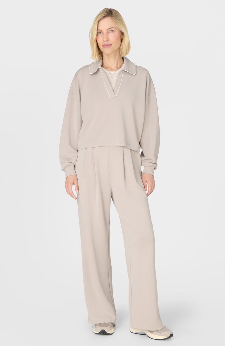 Sweaty Betty Sand Wash Crop Henley Sweatshirt, Alternate, color, Dusk Beige