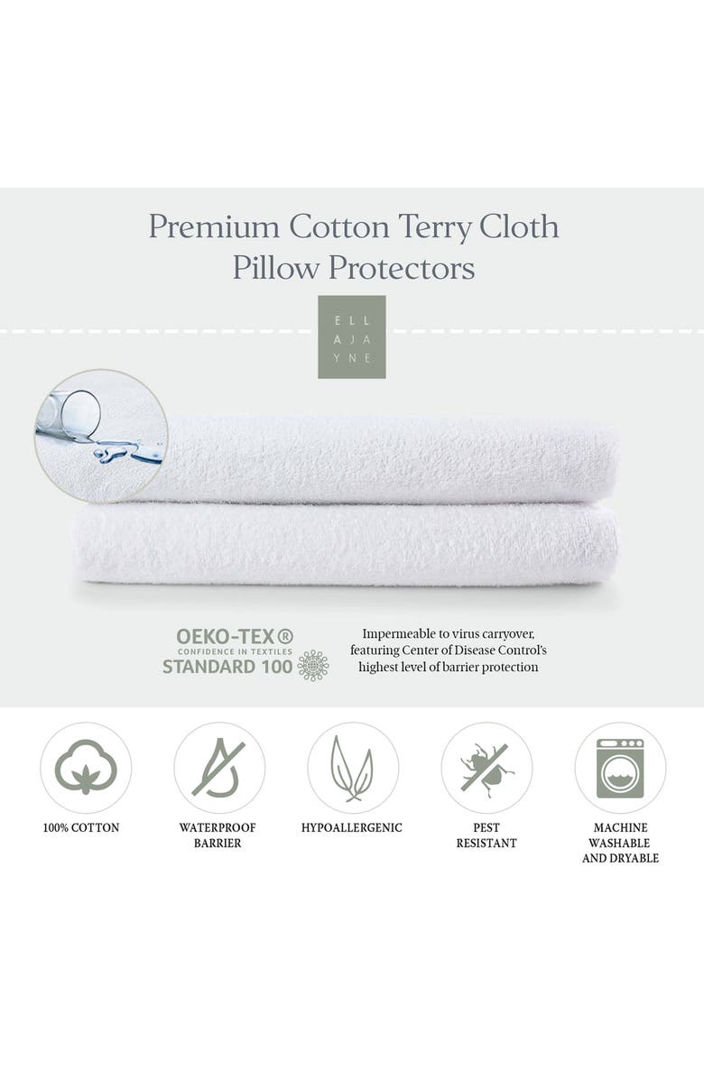 ELLA JAYNE HOME Cotton Terry Cloth Waterproof Pillow Cover, Alternate, color, White