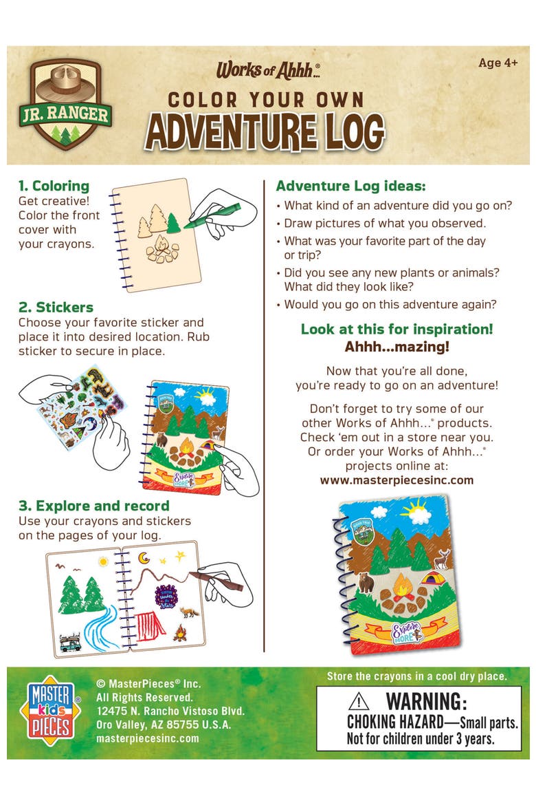 Jr Ranger Adventure Log Wood Craft Kit, Alternate, color, Multicolor