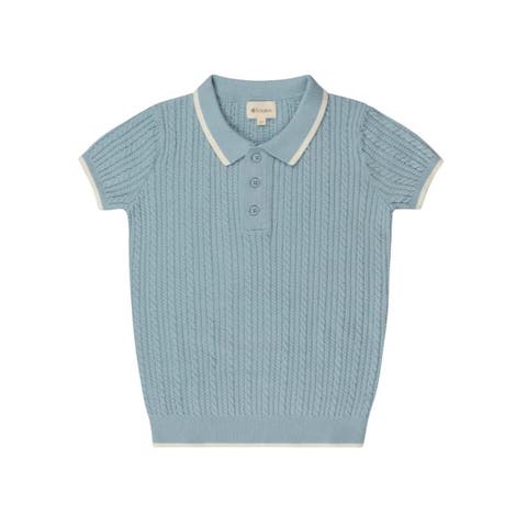 Looms Embroidered Trim Collection - Cable Knit Polo (Toddler, Little Kid & Big Kid)