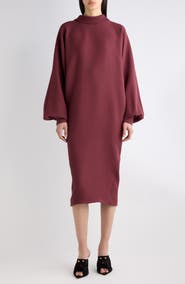 Balenciaga Stand Collar Balloon Sleeve Dress