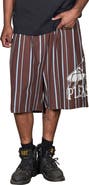 PLEASURES Teleport Wide Stripe Drawstring Cotton Shorts