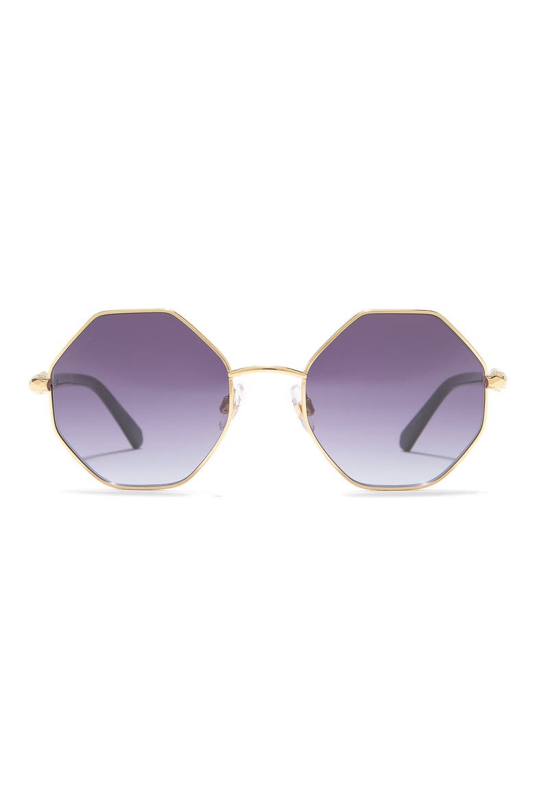 55mm Geometric Sunglasses, Main, color, SHINY DEEP GOLD / SMOKE