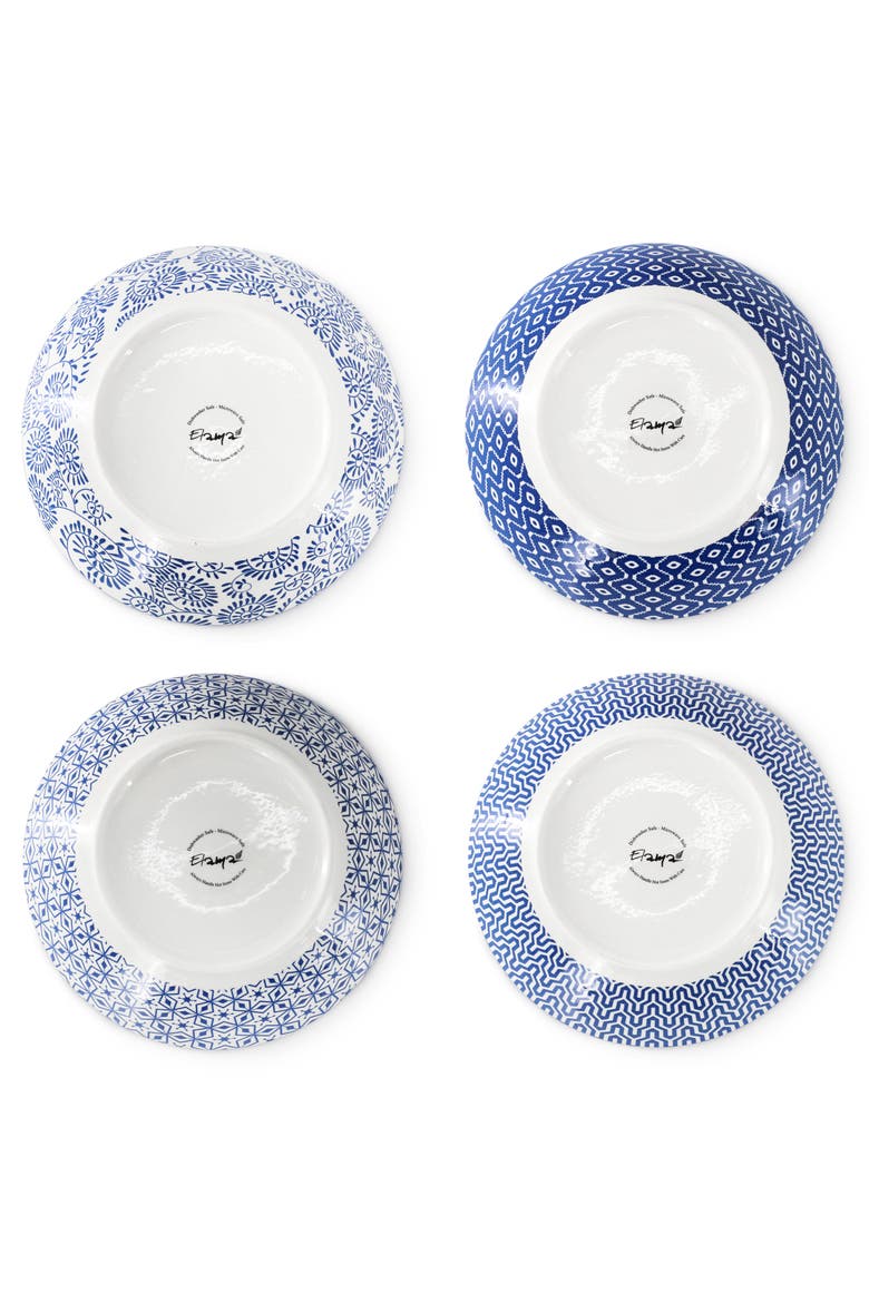 Aurora 16 Piece Porcelain Double Bowl Dinnerware Set, Alternate, color, Blue