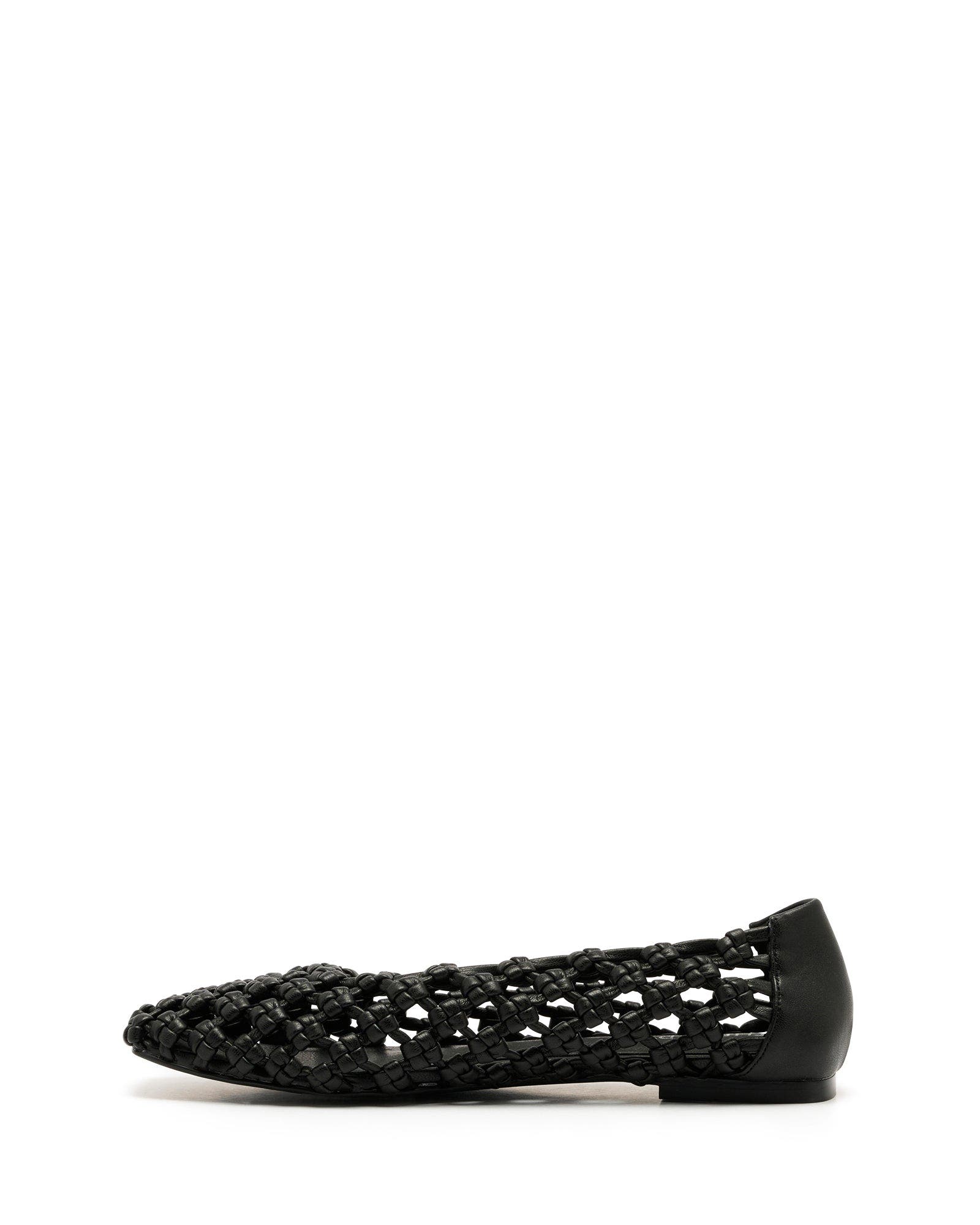 Genesis Square Toe Woven Flats, Alternate, color, BLACK SMOOTH PU