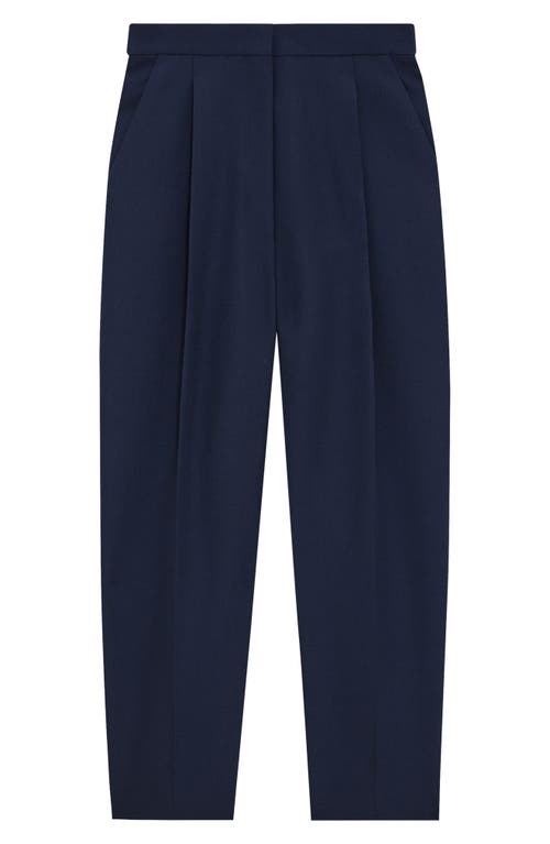 Theory Pleated Tapered Ankle Pants In Nocturne Navy