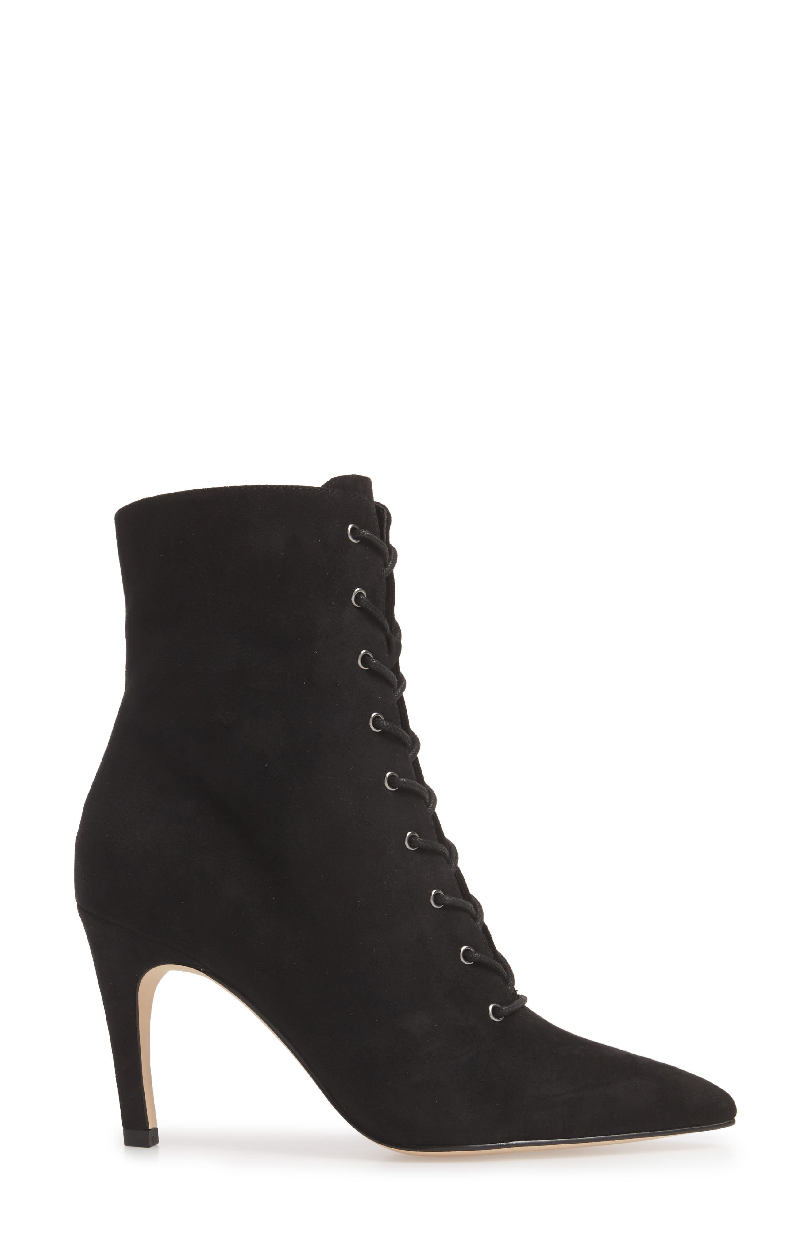 Mila Corset Bootie, Alternate, color, BLACK FAUX SUEDE