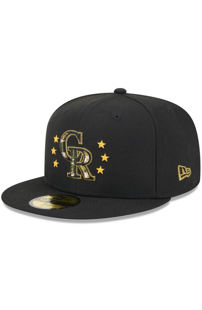 New Era Men's New Era Black Colorado Rockies 2024 Armed Forces Day On-Field 59FIFTY Fitted Hat, Alternate, color, Black