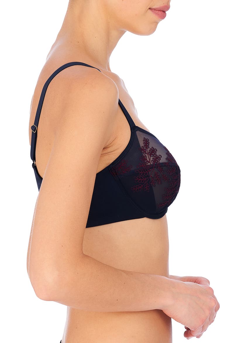 Frame Floral Embroidered Underwire Bra, Alternate, color, DK BLUE CM