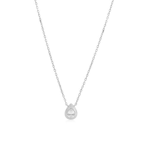 CZ Pear Double Bezel Necklace