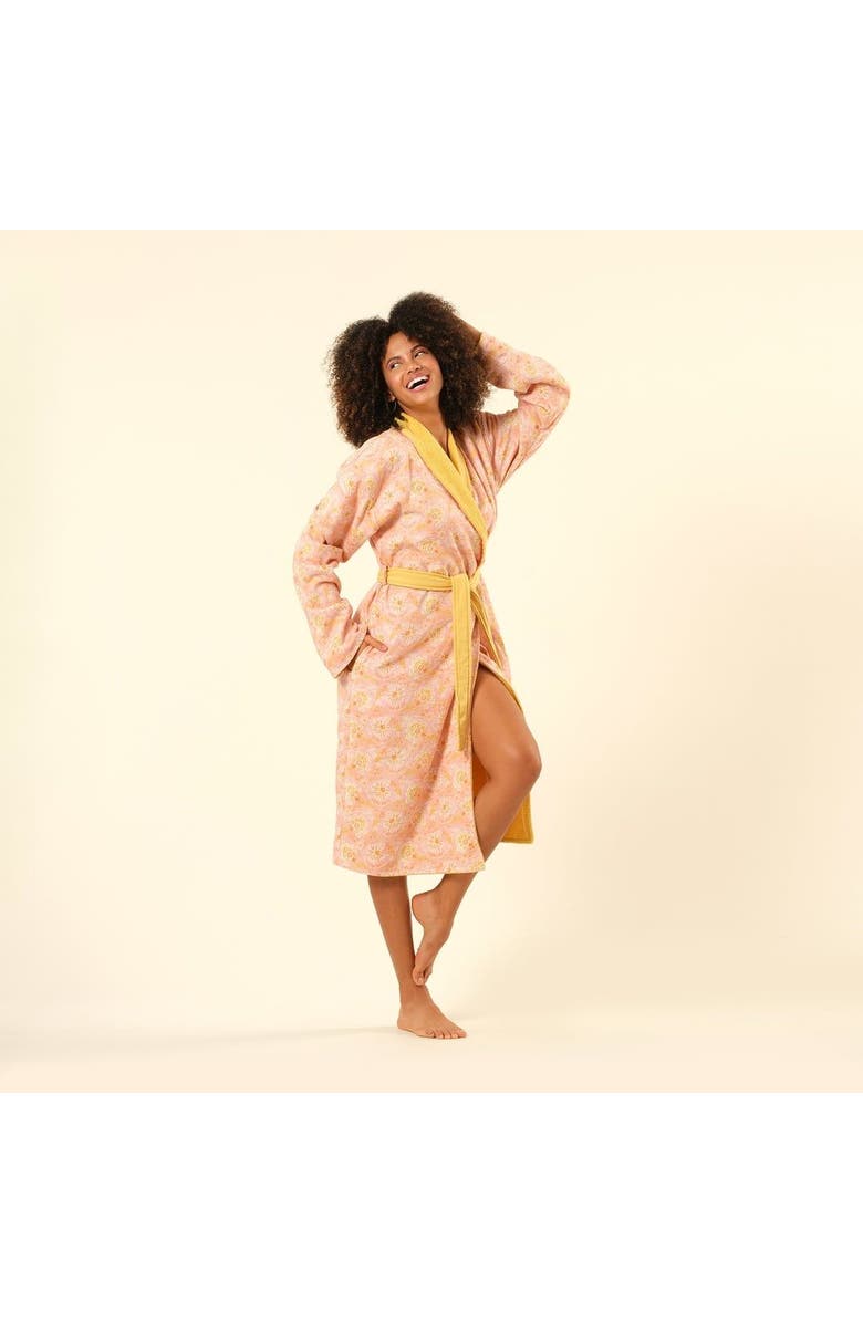 Zsa Zsa Zsu Tabea Shawl Collar Muslin Cotton Bathrobe, Main, color, Yellow