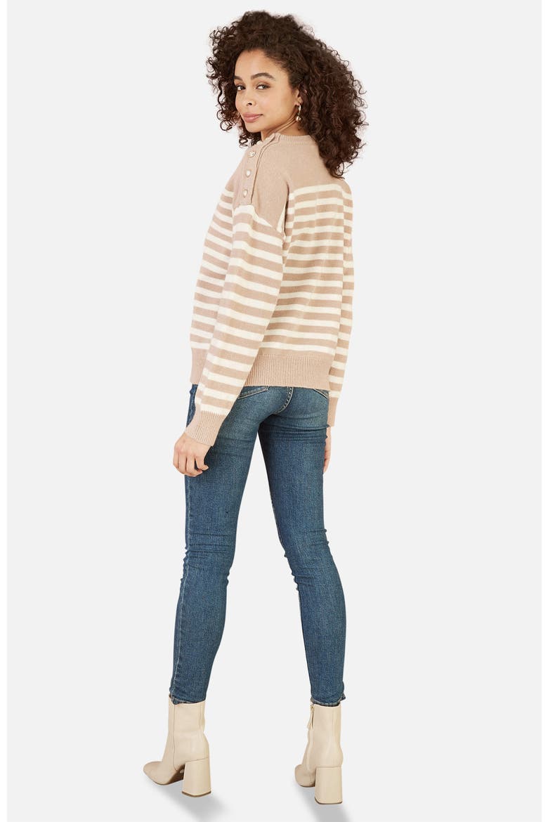 Button Detail Stripe Knitted Jumper, Alternate, color, Beige