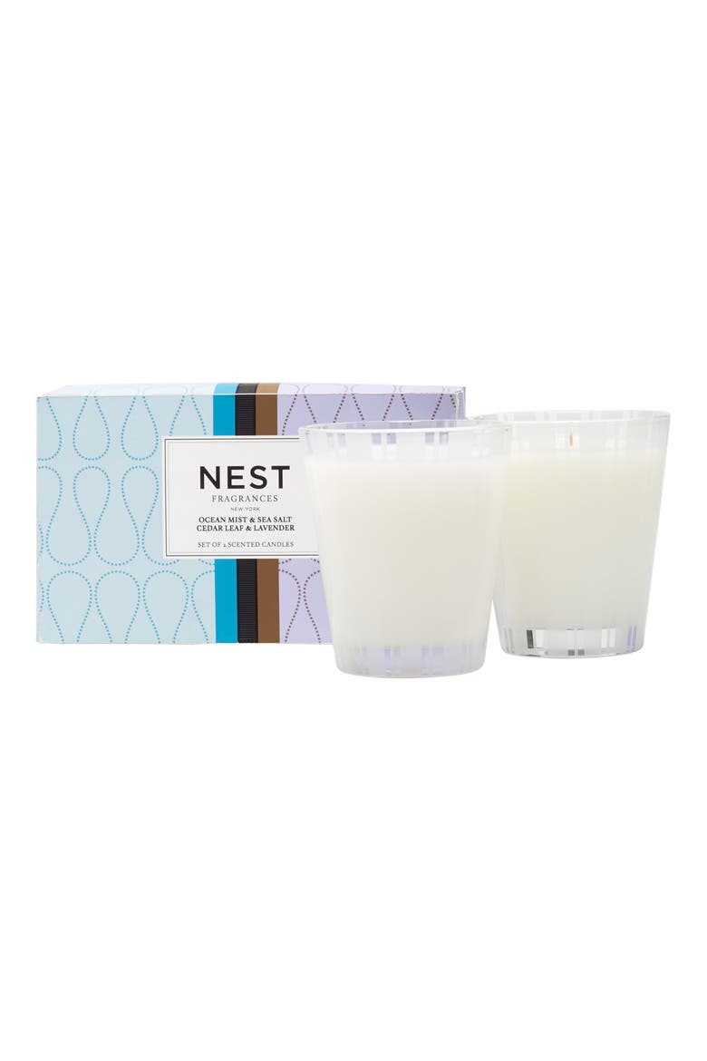 NEST Fragrances 'Ocean Mist, Sea Salt with Cedar Leaf & Lavender' Classic Candle Duo, Main, color, NO COLOR