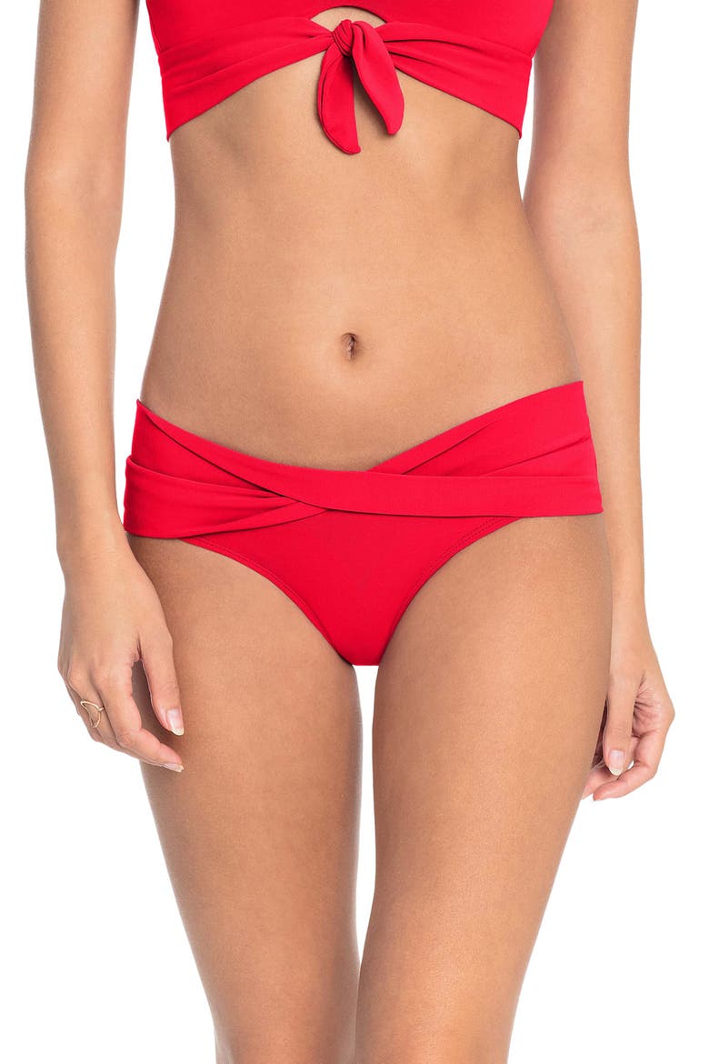 Ava Twist Hipster Bikini Bottoms, Main, color, FIERY RED