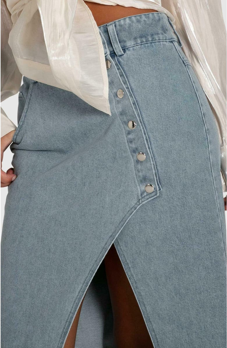 Belle & Bloom Can't Forget You Denim Midi Skirt, Alternate, color, Stonewash