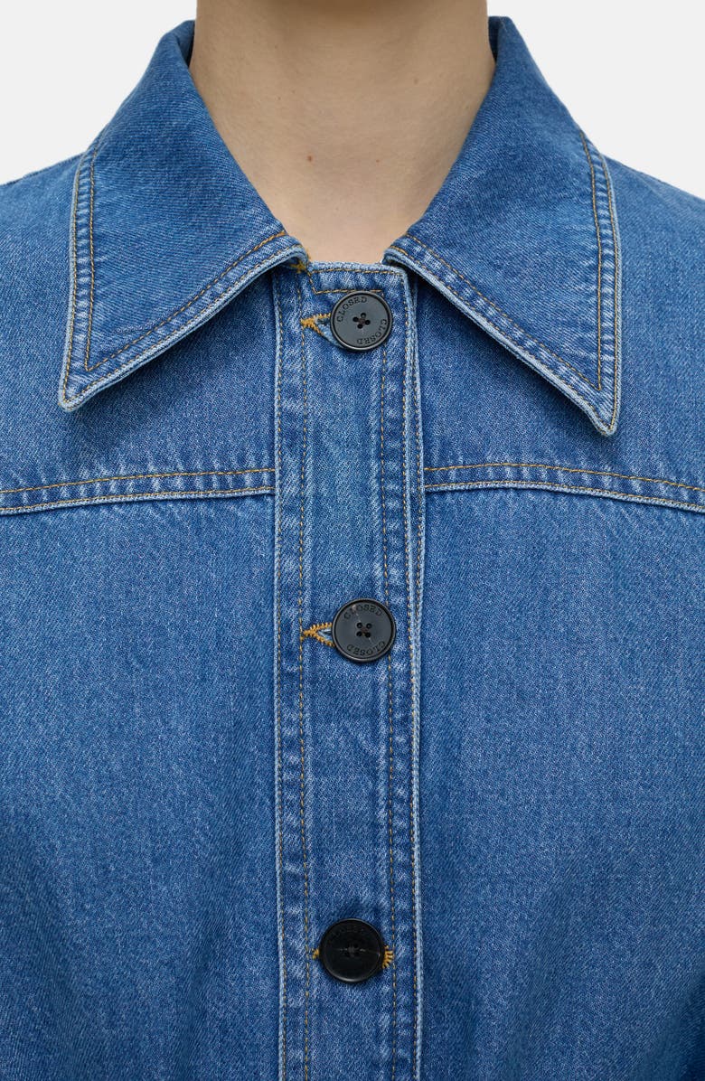 Closed Long Sleeve Denim Midi Shirtdress, Alternate, color, Mid Blue