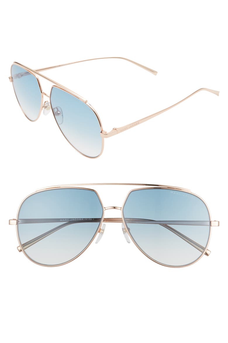 59mm Gradient Aviator Sunglasses, Main, color, GOLD/ BROWN