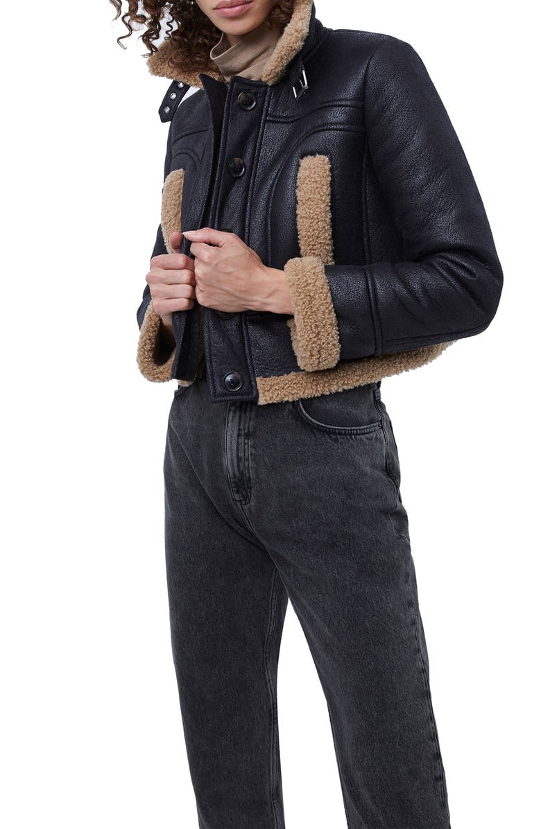 French Connection Belen Faux Shearling Crop Jacket, Alternate, color,