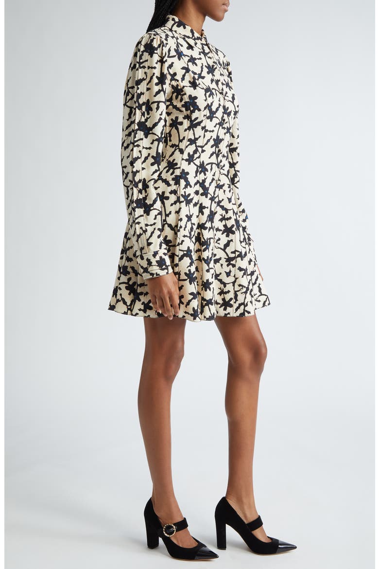 Roanne Abstract Print Long Sleeve Mini Shirtdress, Alternate, color, MOONSTONE