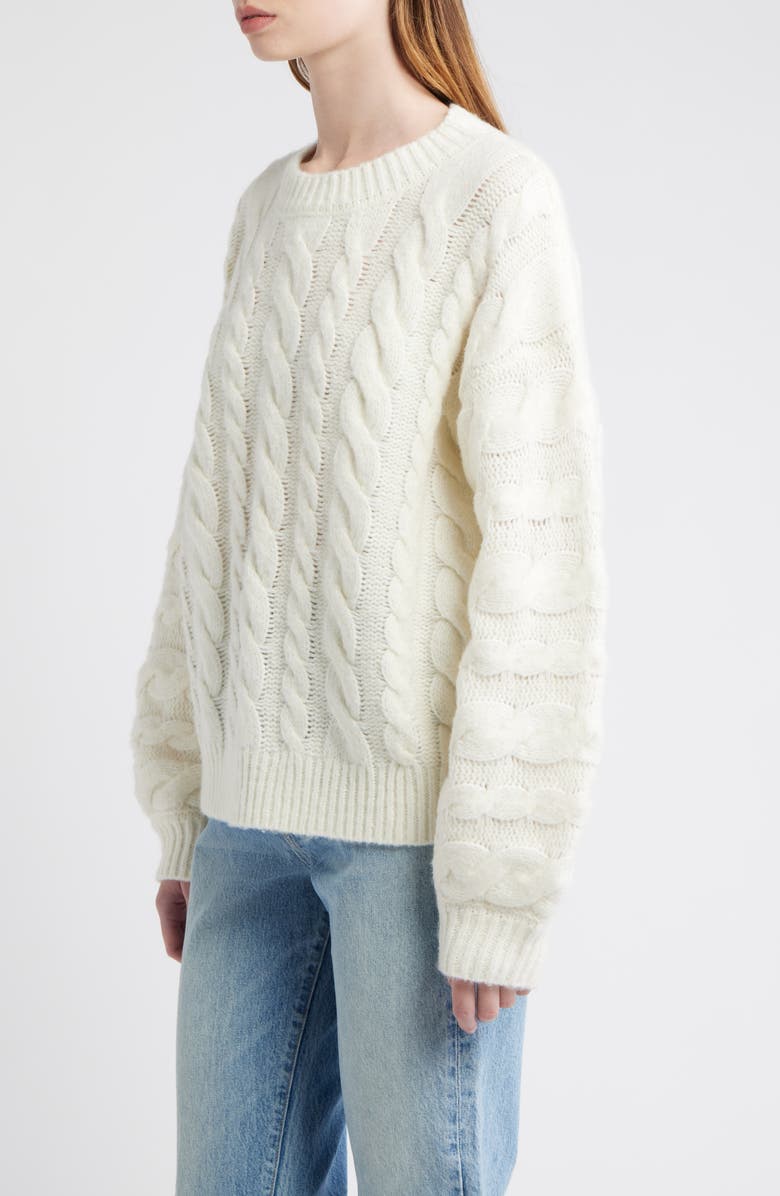 All in Favor Oversize Cable Knit Sweater, Alternate, color, Ivory