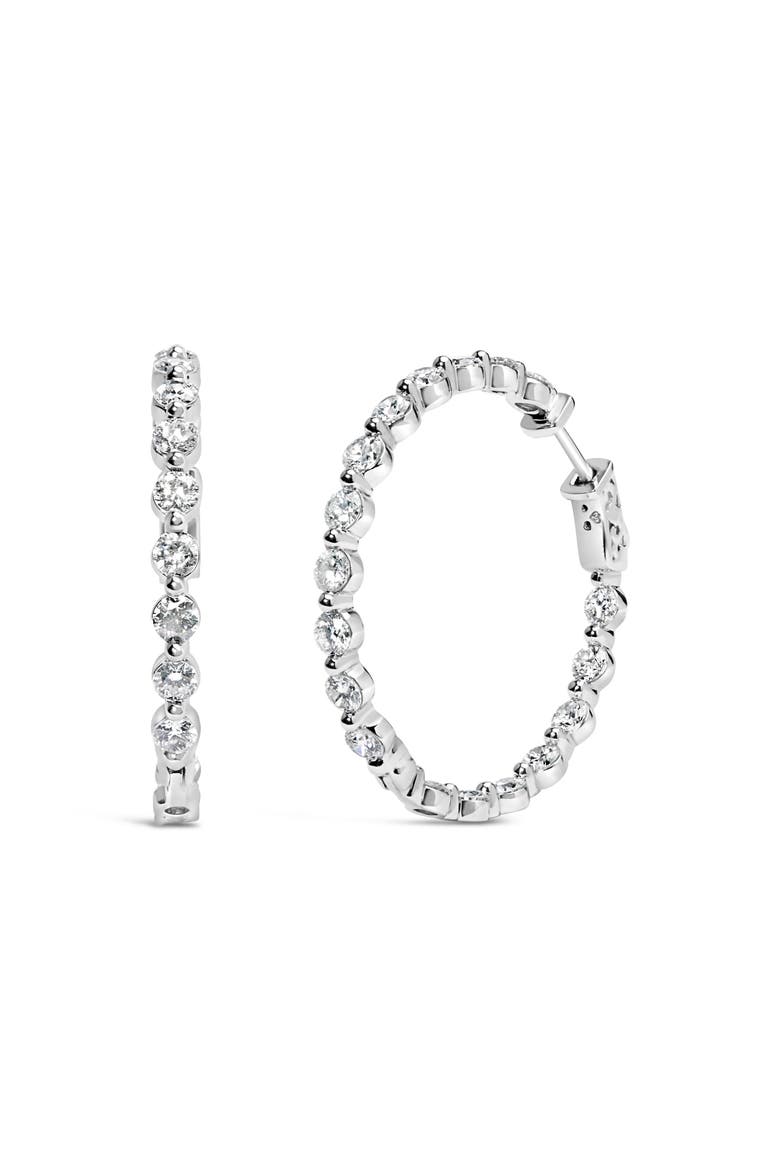 14K White Gold 5.00 Cttw Lab Grown Diamond Inside-Out Hoop Earring, Main, color, White