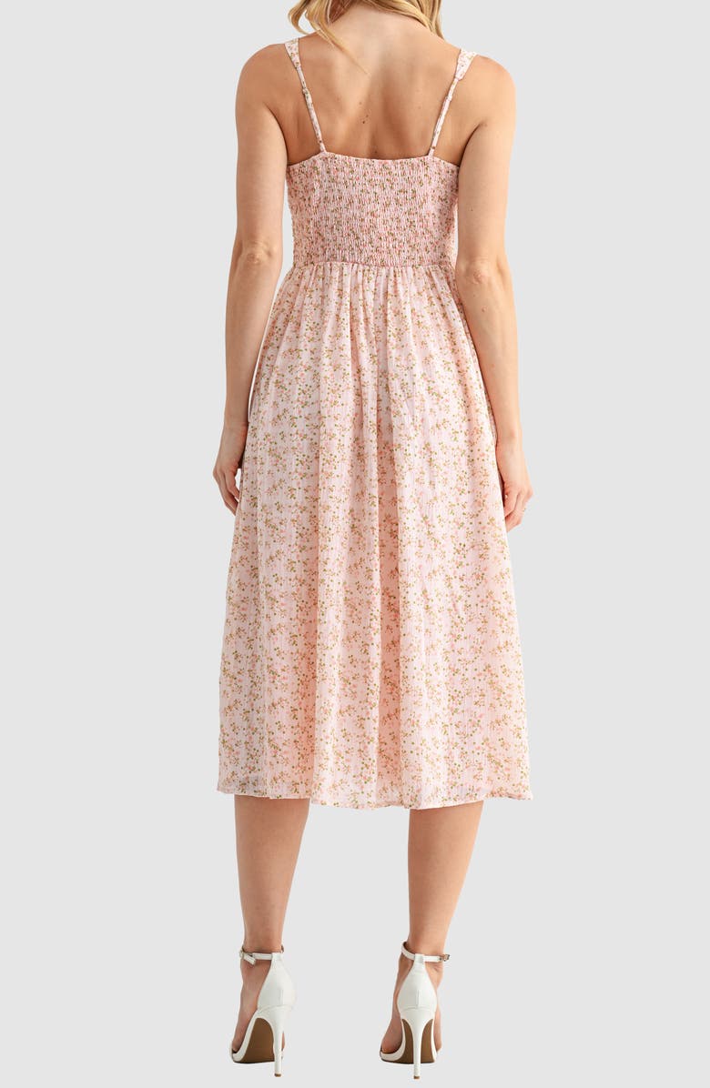 All in Favor Corset Midi Sundress, Alternate, color, Blush Ditsy