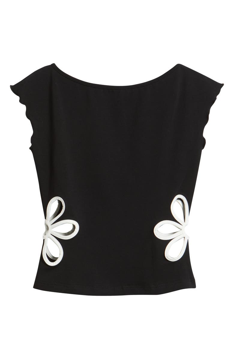 Princess Polly Currents Flower Cutout Cotton Blend Top, Alternate, color, Black