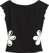 Princess Polly Currents Flower Cutout Cotton Blend Top