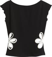 Princess Polly Currents Flower Cutout Cotton Blend Top