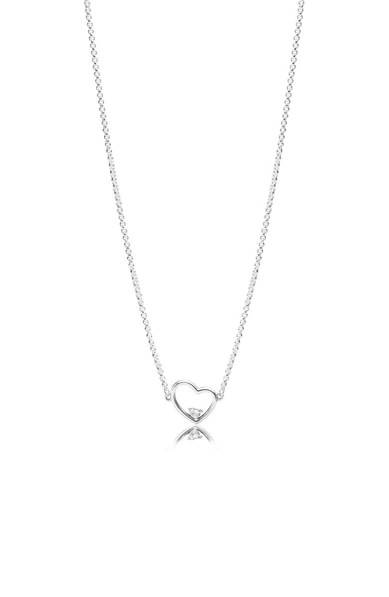 PANDORA Asymmetrical Heart of Love Pendant Necklace, Main, color, 