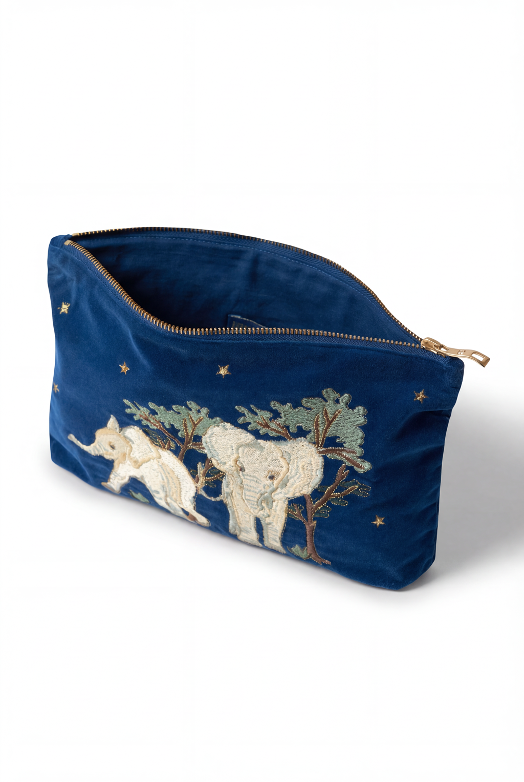 Elizabeth Scarlett Baby Elephant Conservation Velvet Everyday Pouch, Alternate, color, Navy