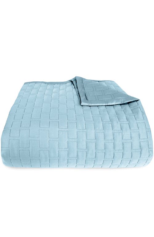 Bedvoyage Luxury 100% Viscose Cooling Quilted Brick Coverlet In Blue