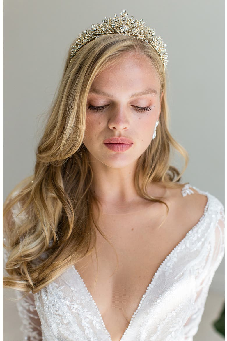 Karissa Crystal Crown (Nordstrom Exclusive), Alternate, color, GOLD