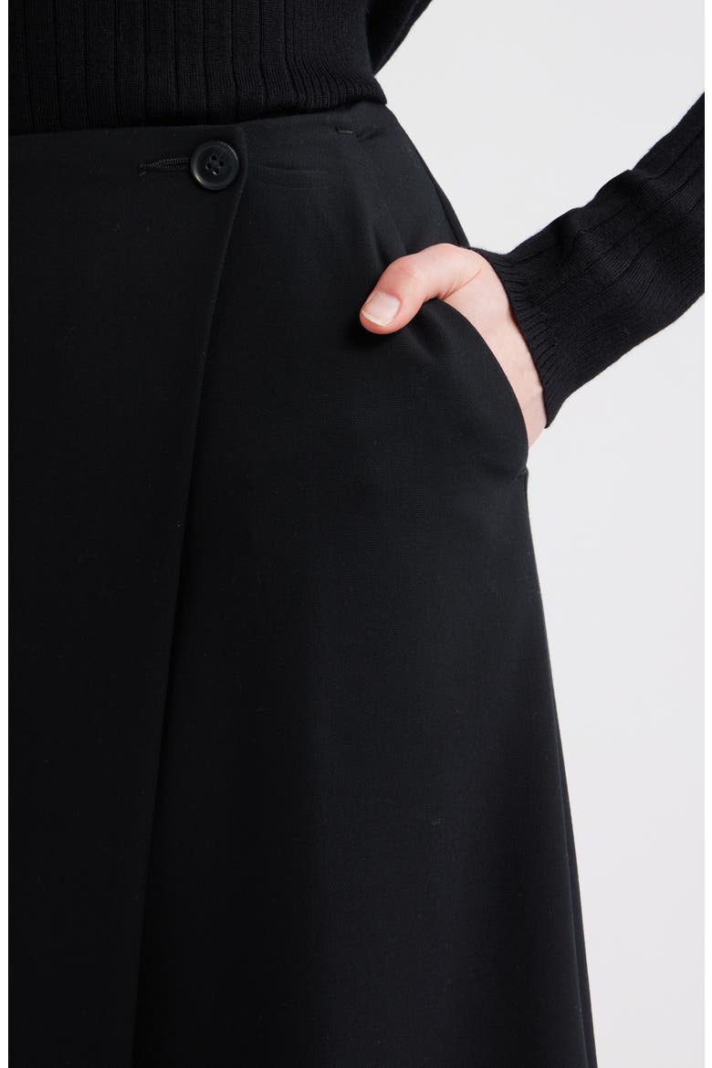 Wrap Midi Skirt, Alternate, color, BLACK