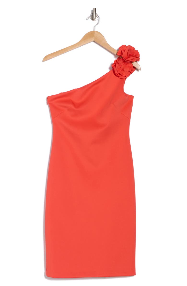 Eliza J One-Shoulder Rose Cocktail Dress, Alternate, color, 