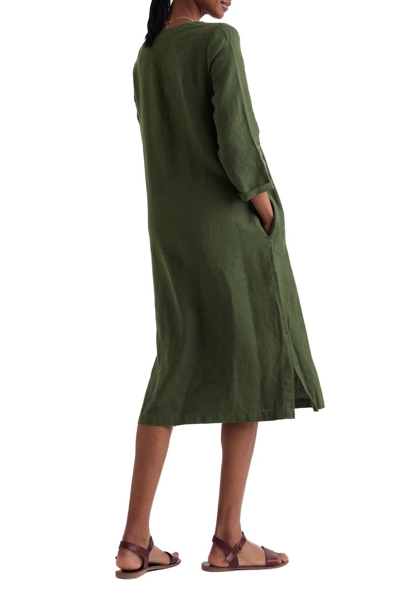 Dew Drop Long Sleeve Linen Midi Dress, Alternate, color, HOSTA