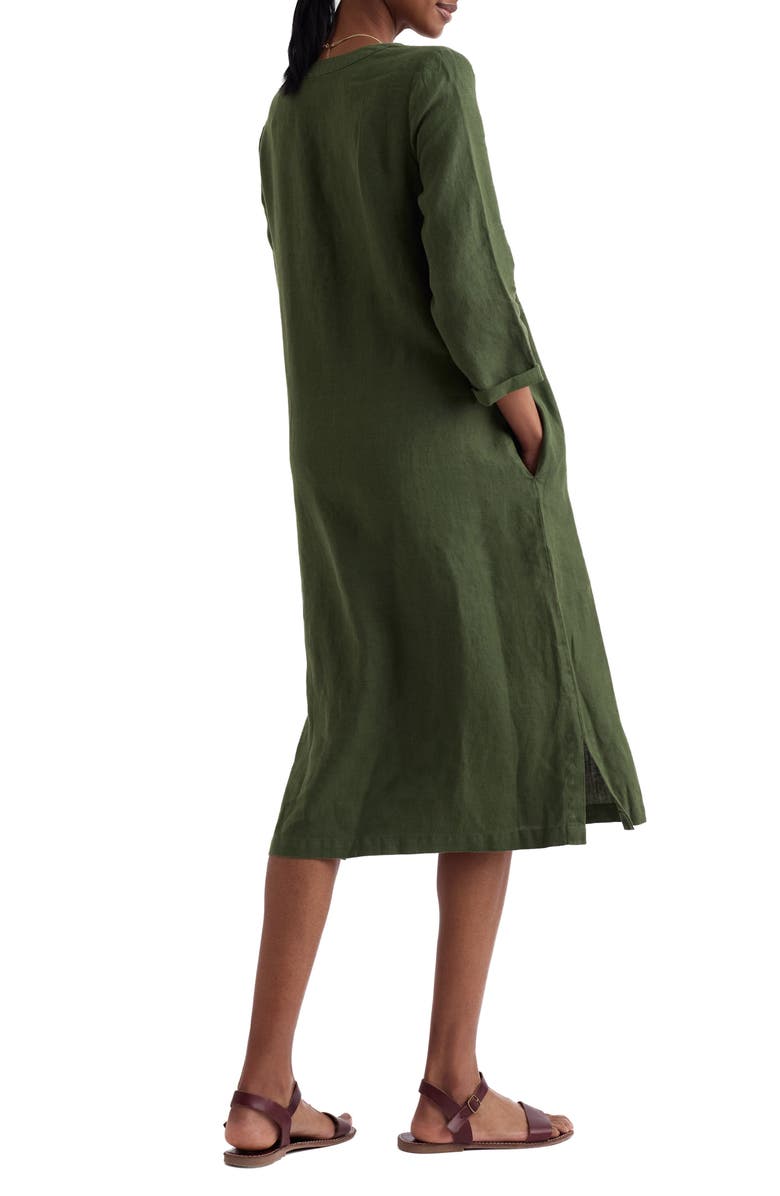 Seasalt Cornwall Dew Drop Long Sleeve Linen Midi Dress, Alternate, color, Hosta