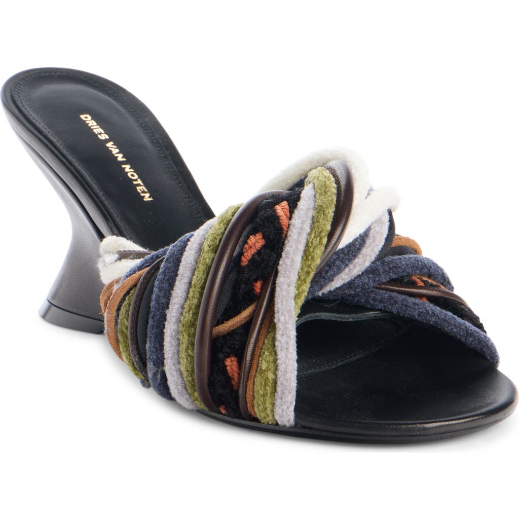 Dries Van Noten Dented Wedge Slide Sandal In Multi