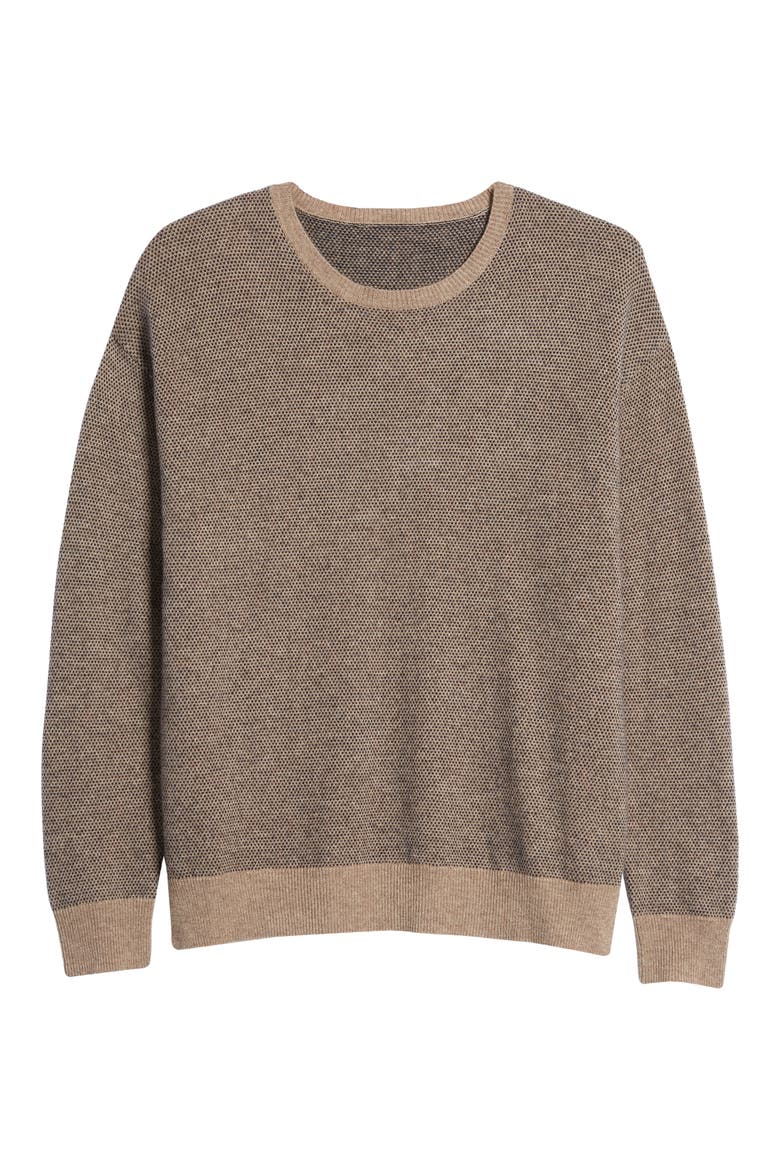 Rune Wool Blend Crewneck Sweater, Alternate, color, FLAX/ NAVY
