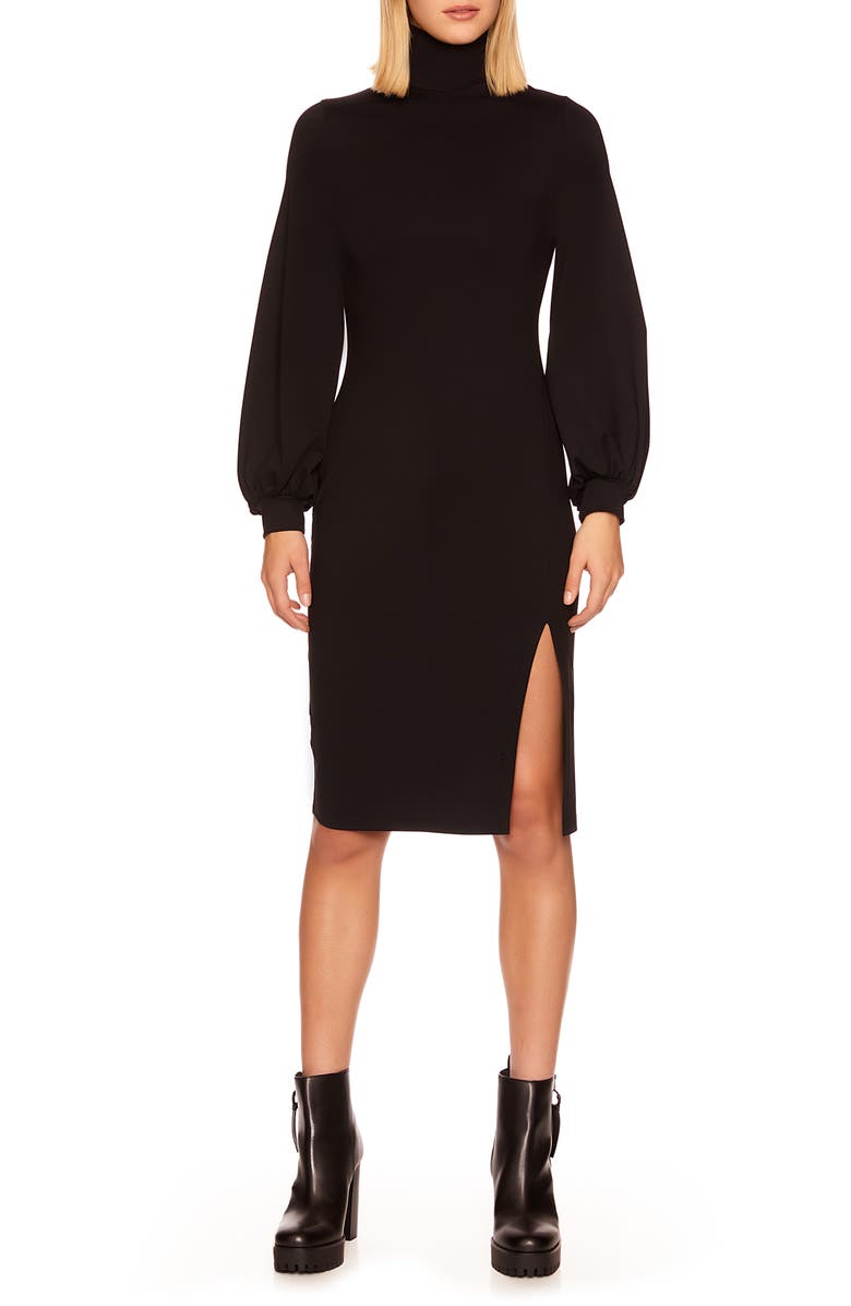 Susana Monaco Long Sleeve Turtleneck Slit Dress, Main, color, 