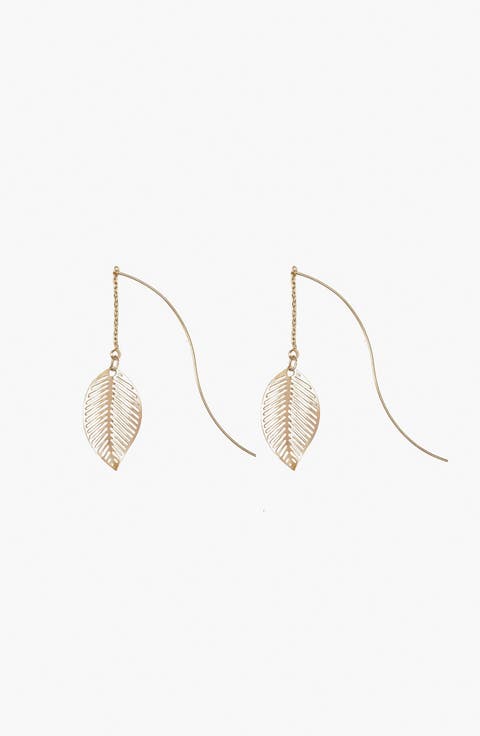 Abigail Earrings Dainty Leaf Drop Statement